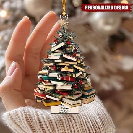 Personalized Book Lover Christmas Tree Ornament